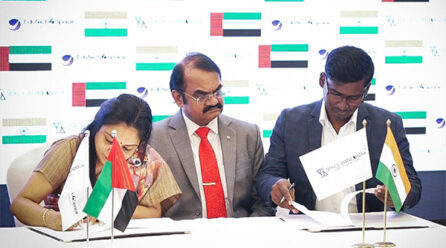 Space Zone India plans 2026 commercial rocket launch with Cube Satellite for Edutech4Space, sealing the deal at DoubleTree By Hilton, Al Jaddaf, Dubai